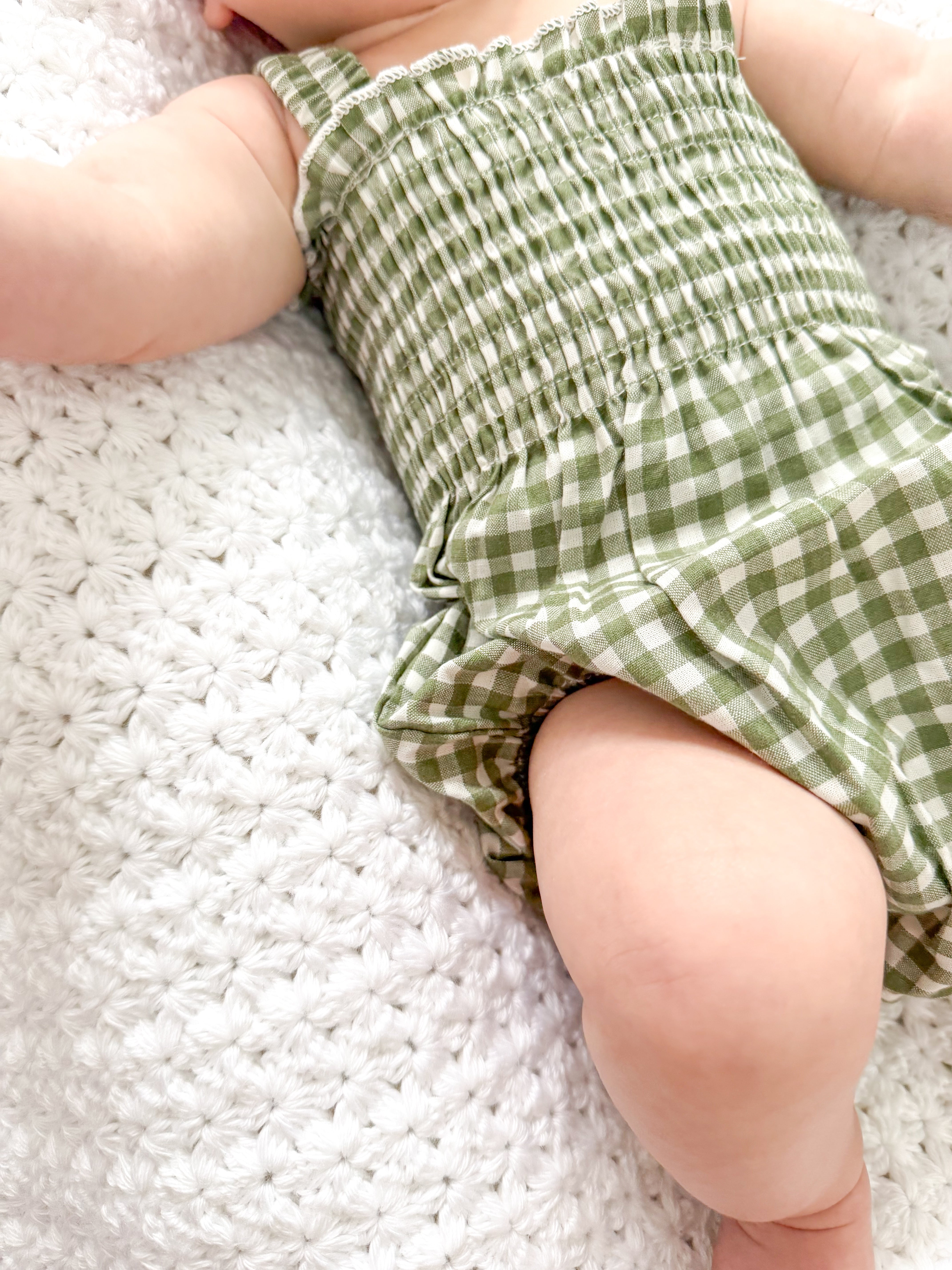 Sage Gingham Romper Set