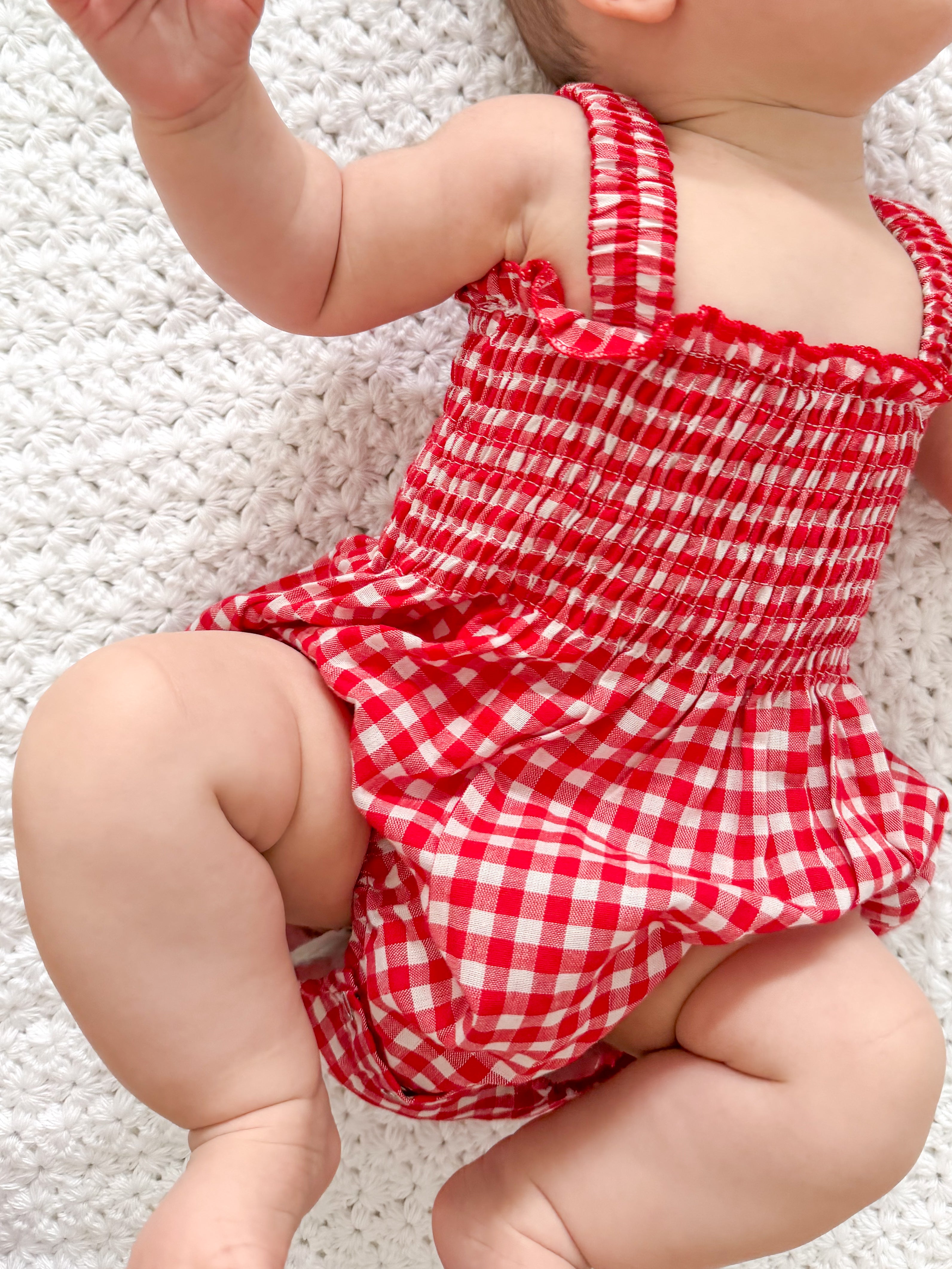 Red Gingham Romper Set
