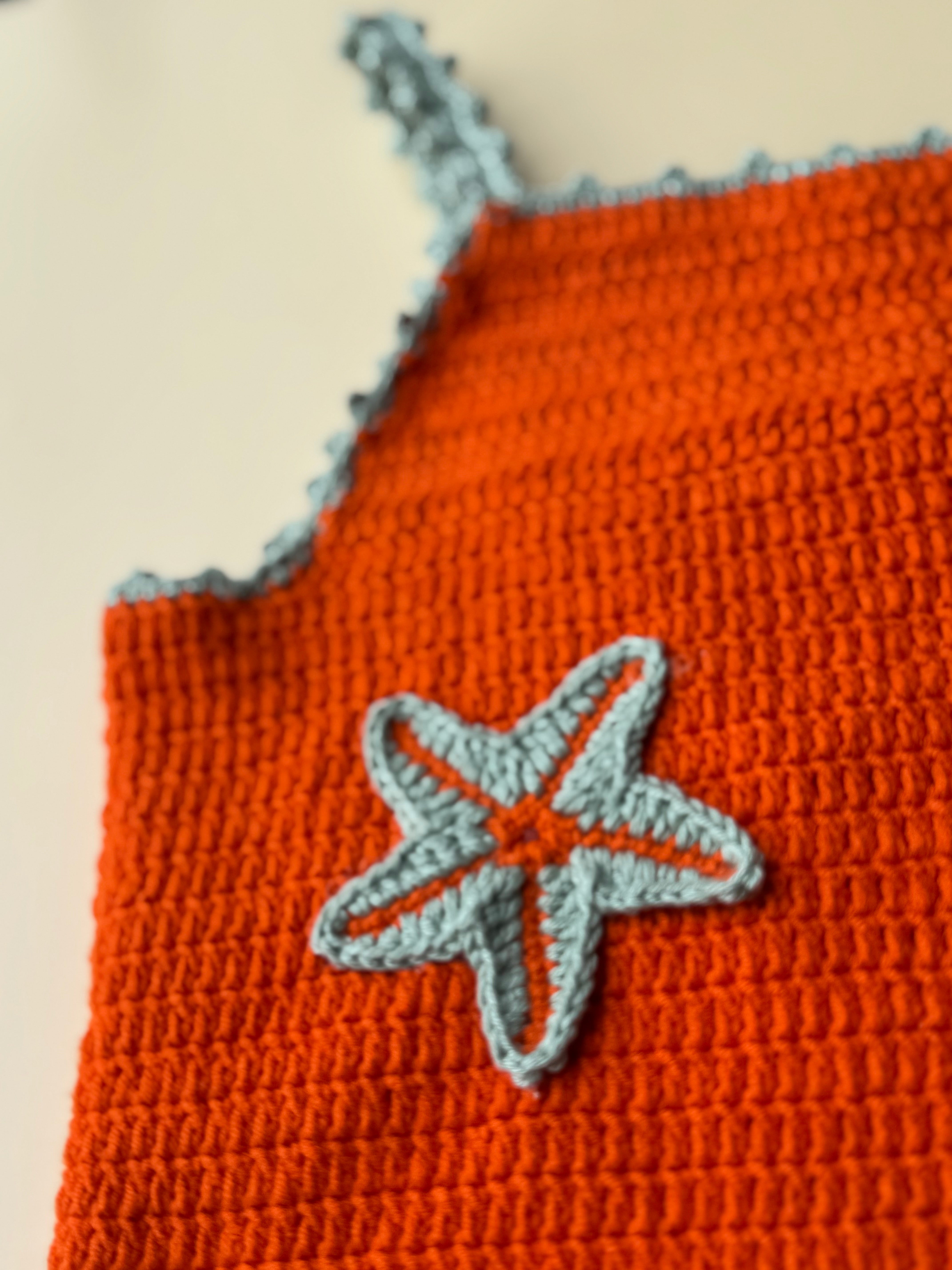 Tangerine & Mint Starfish Handmade Dress