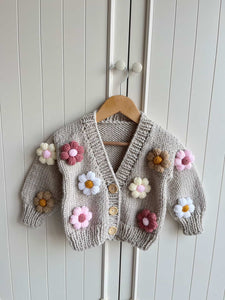 Soft Pinks Daisy Cardigan - Handmade Knit