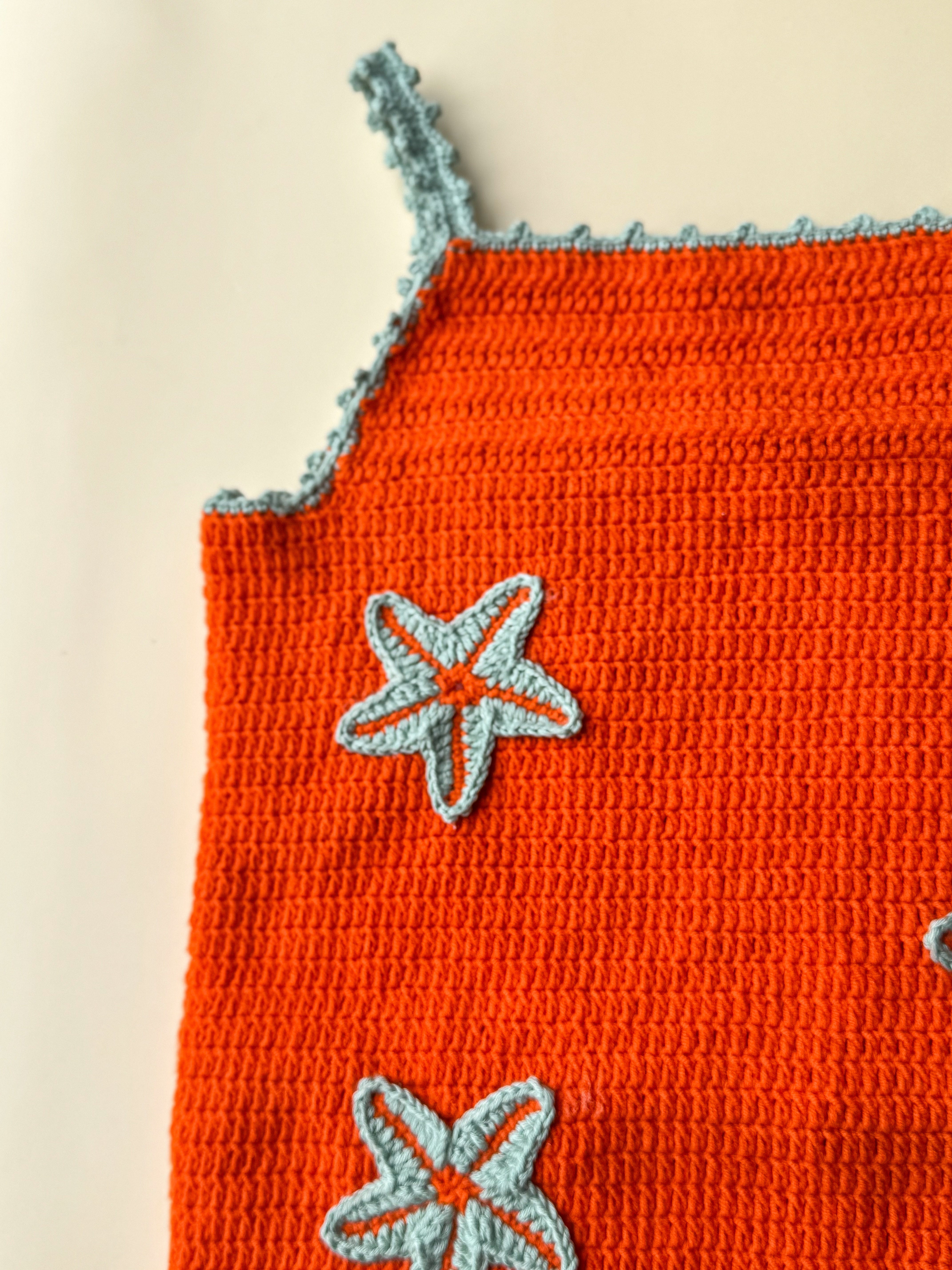 Tangerine & Mint Starfish Handmade Dress