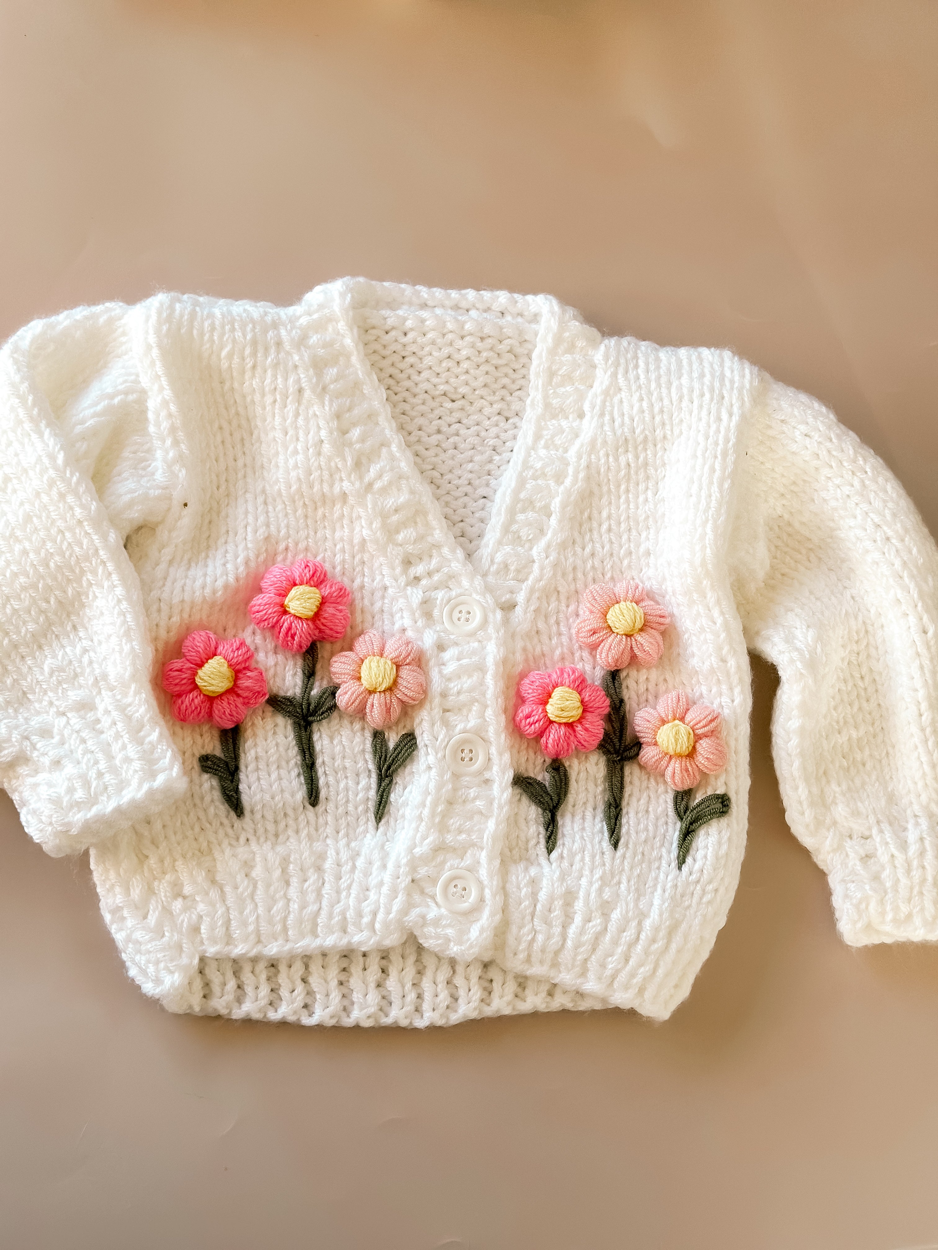 Daisy Cardigan - Pink Bunch Handmade Knit
