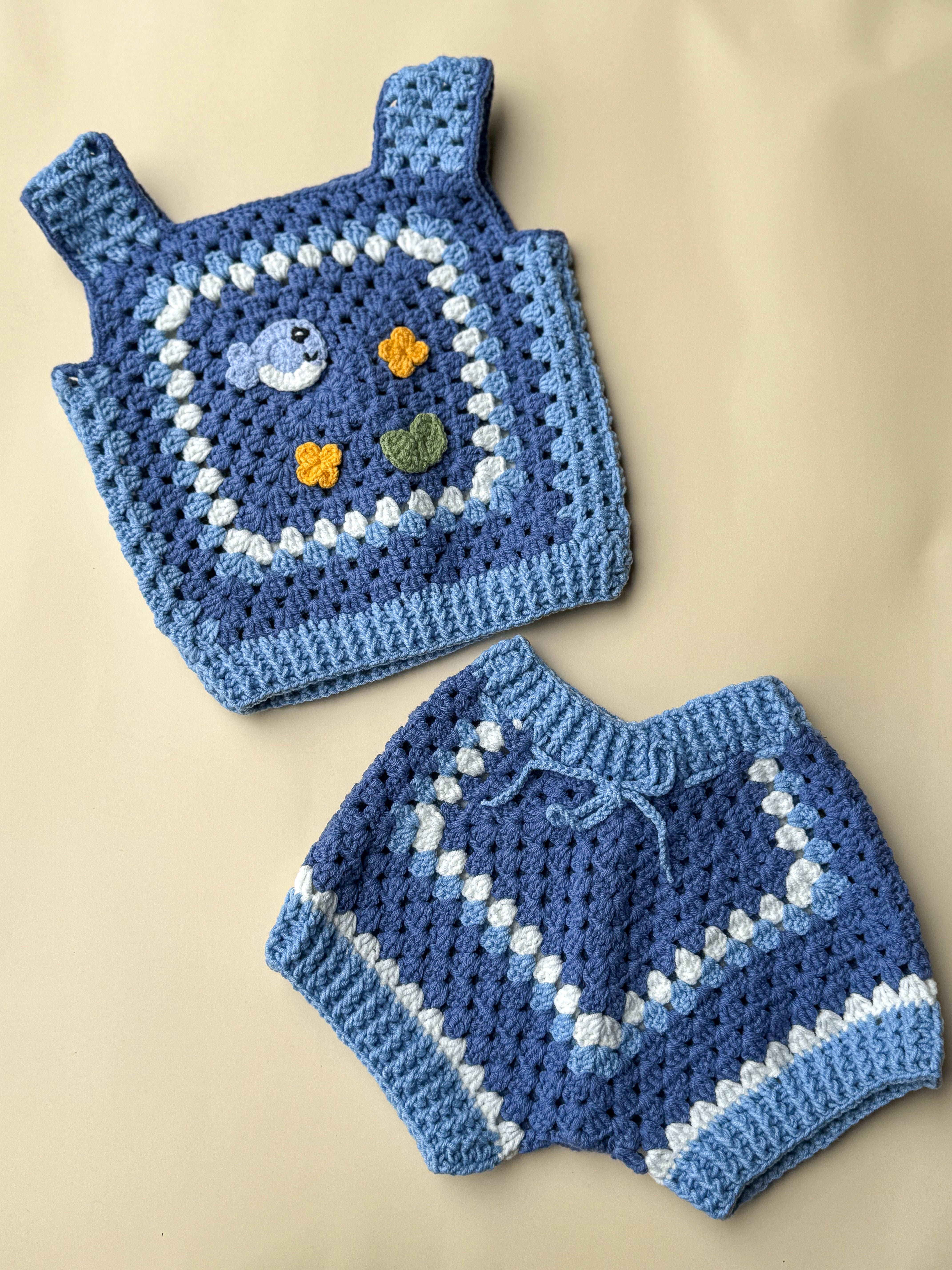 Blue Picnic Crochet Set