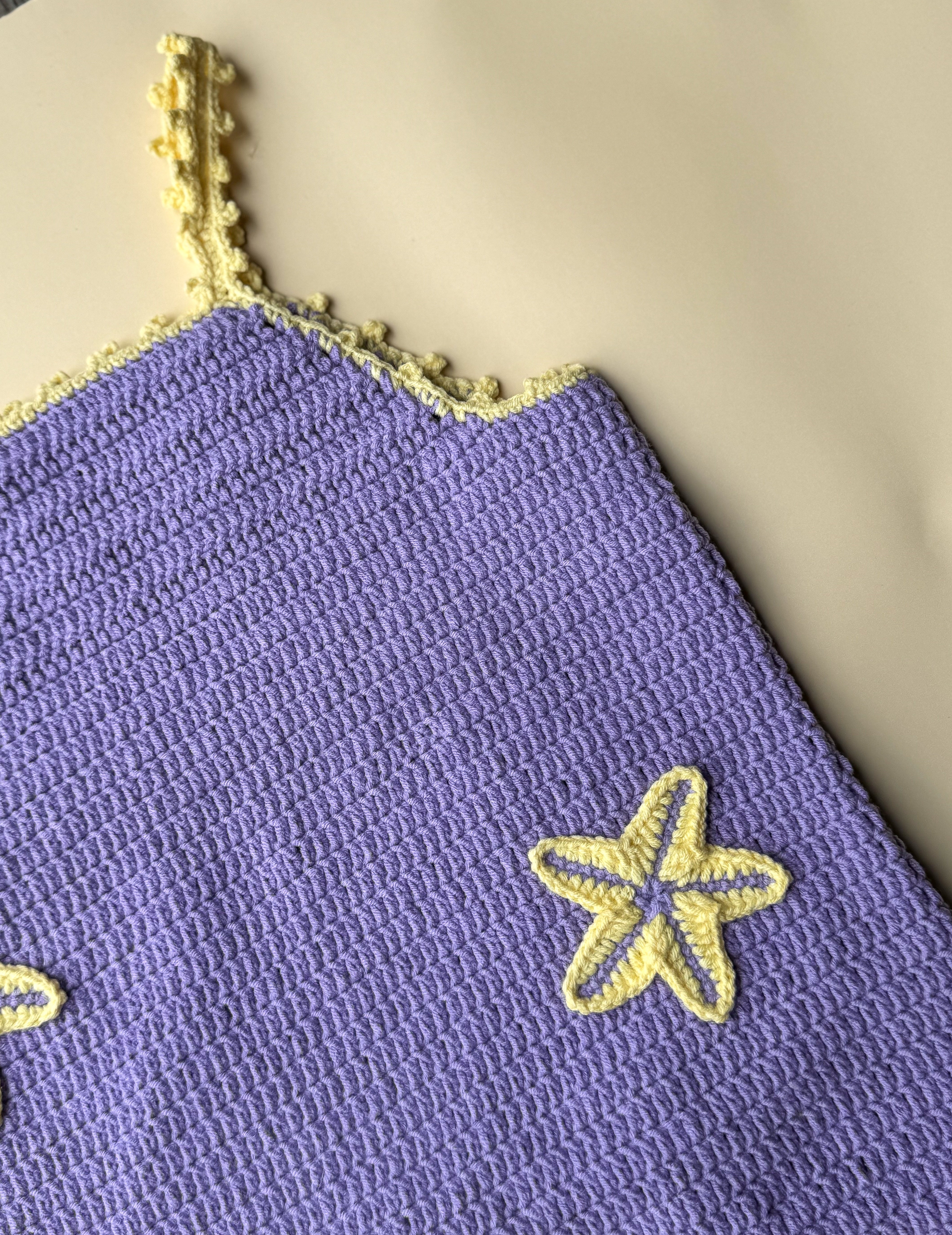 Lavendar & Banana Starfish Handmade Dress