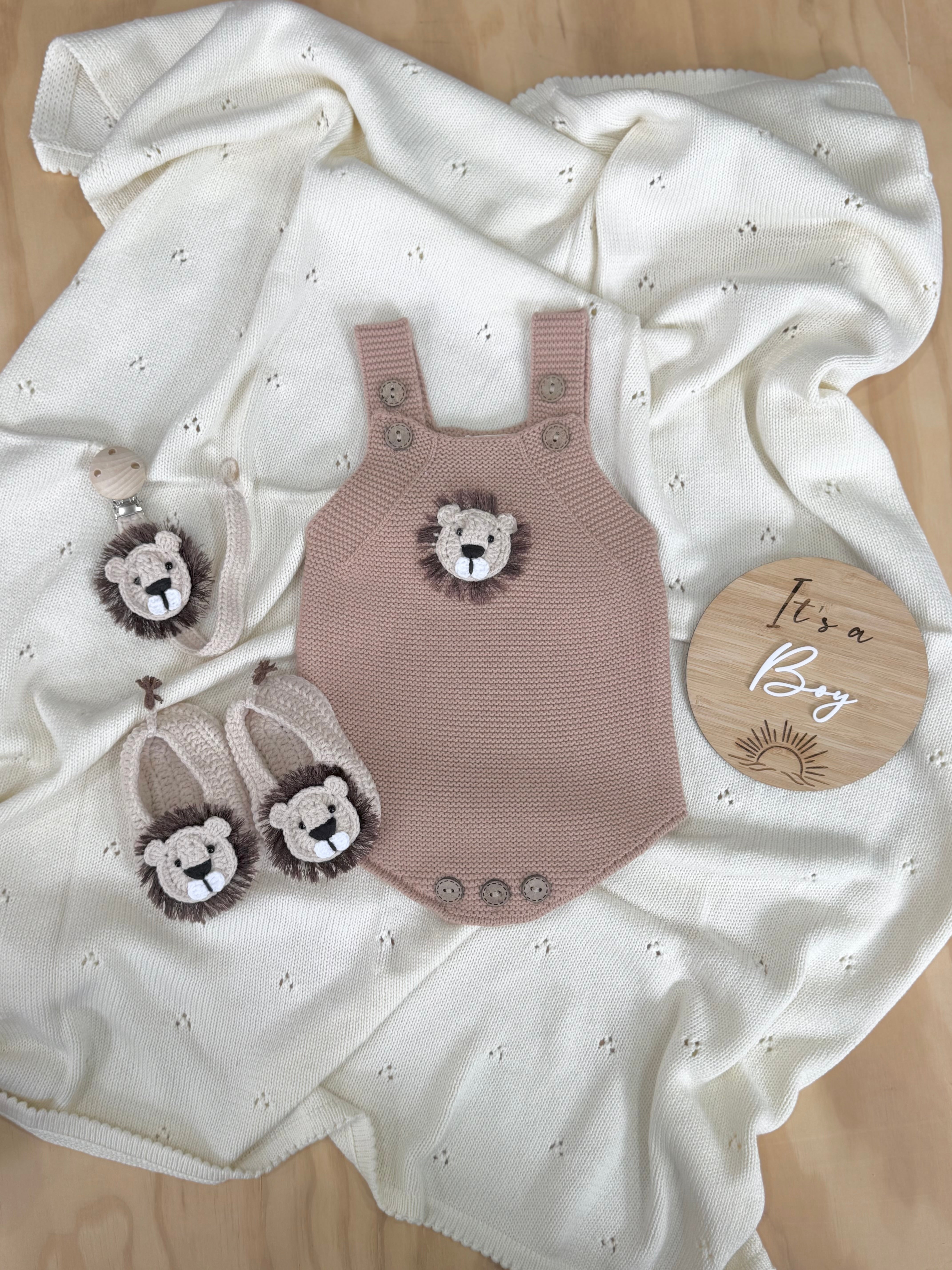 Lion Booties & Dummy Clip Handmade