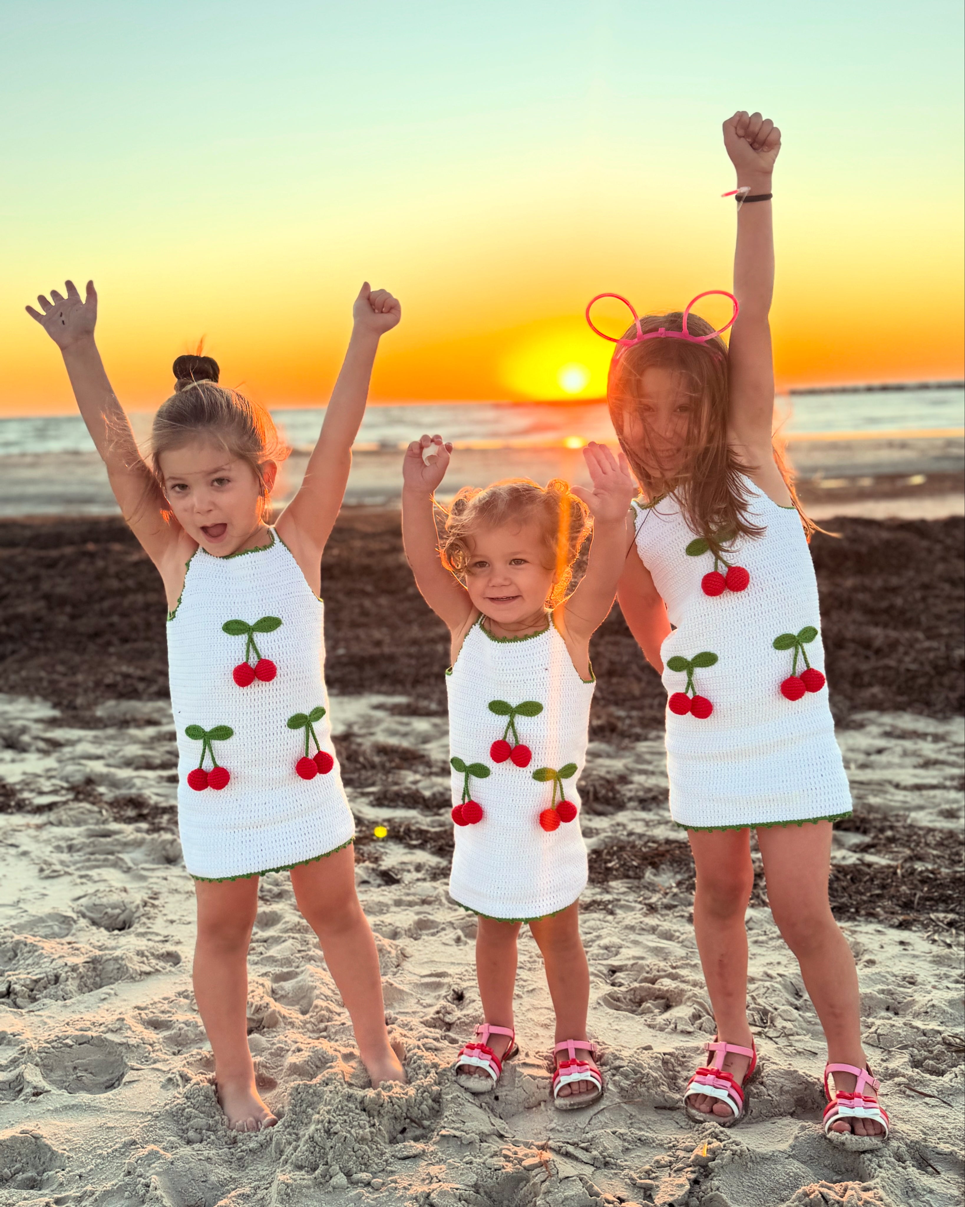 Cherry Cream Handmade Dress