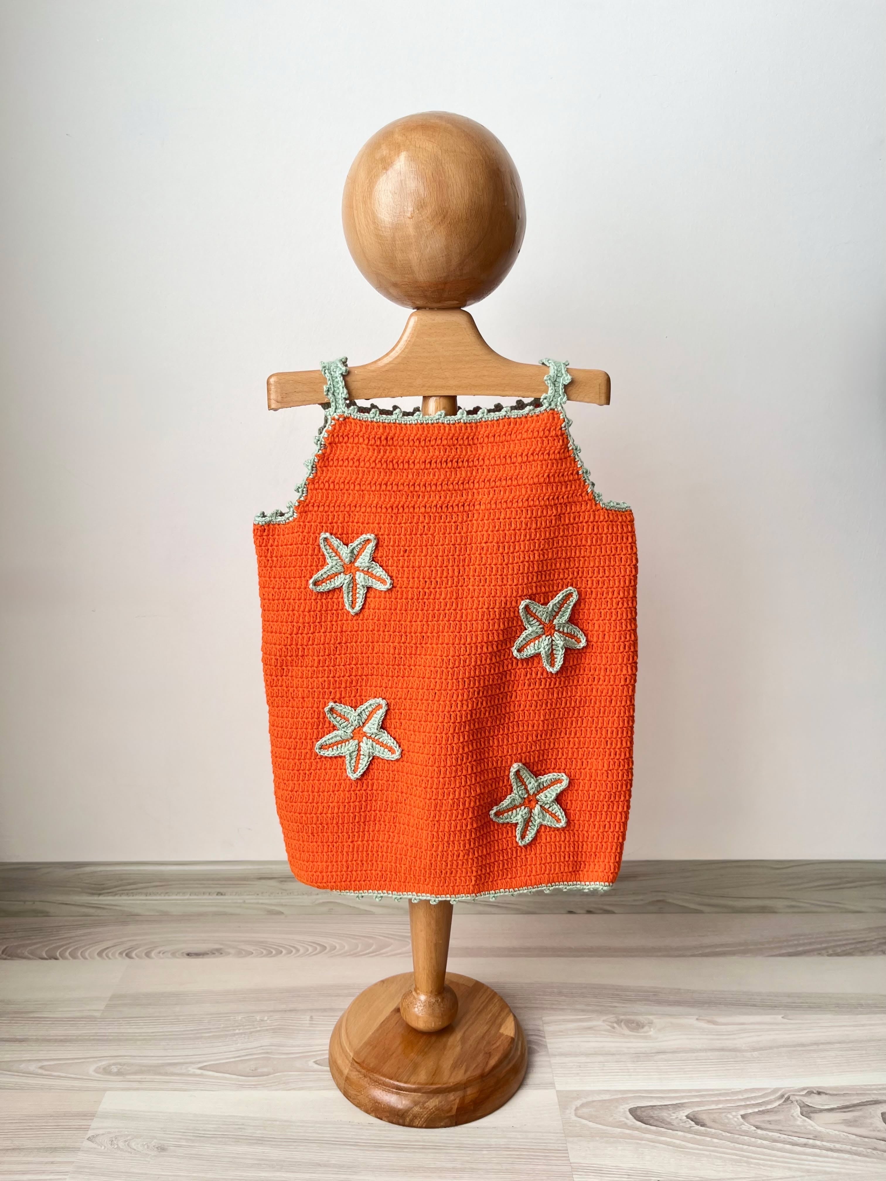 Orange Green Starfish Handmade Dress - PreOrder