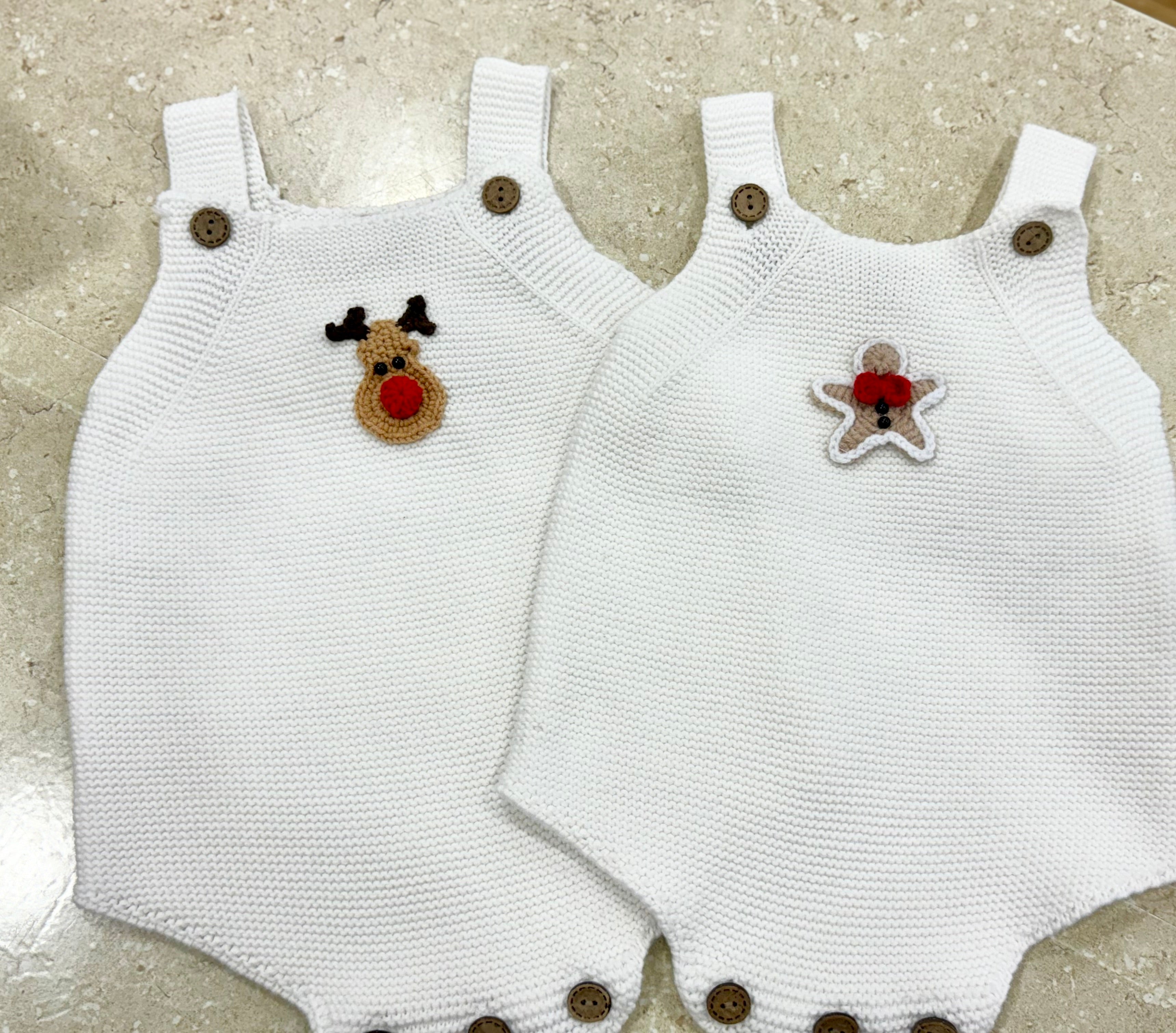 Gingerbread Crochet Romper - Handmade