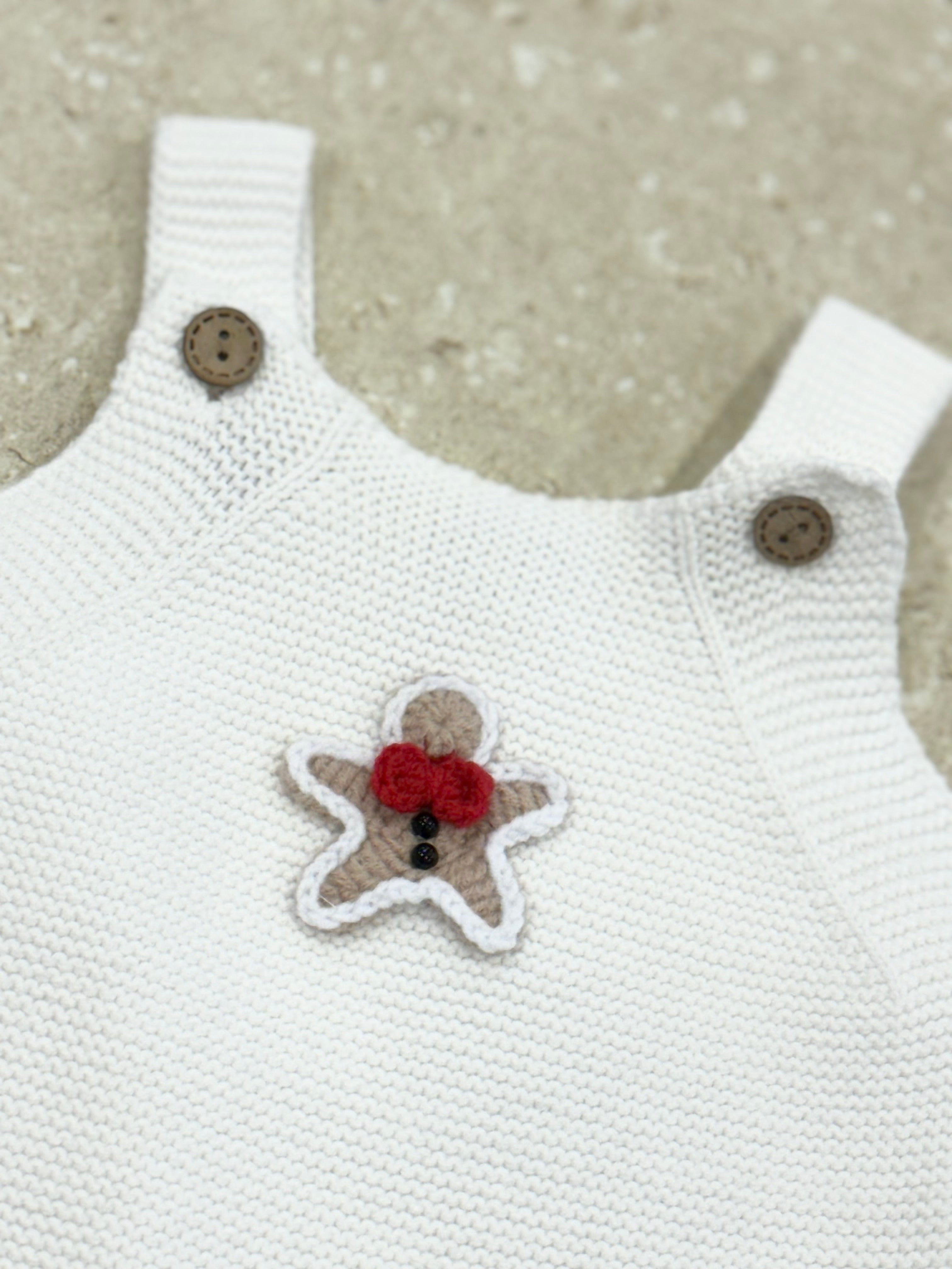 Gingerbread Crochet Romper - Handmade