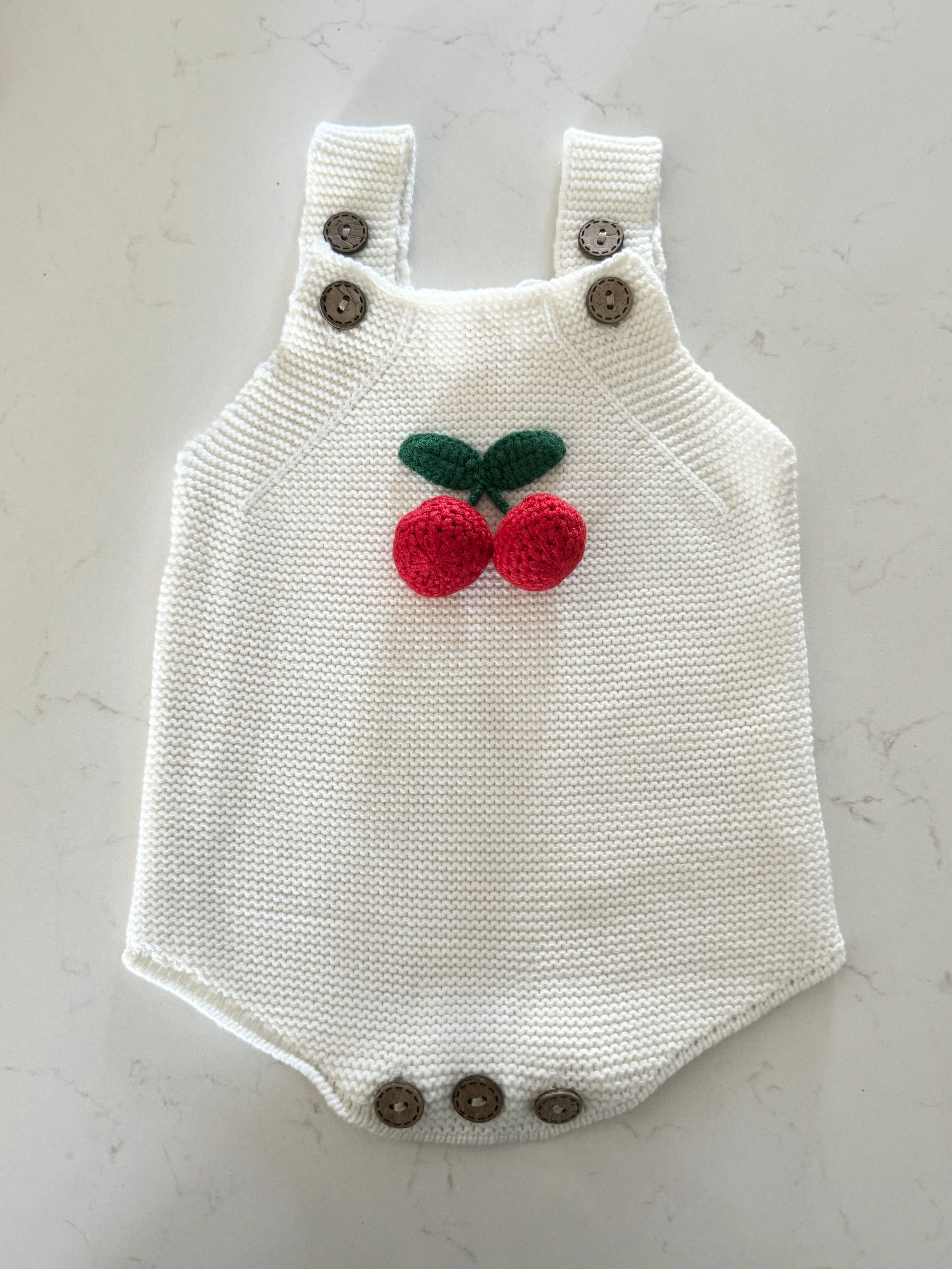 Cherry Crochet Romper - Handmade
