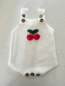 Cherry Crochet Romper - Handmade