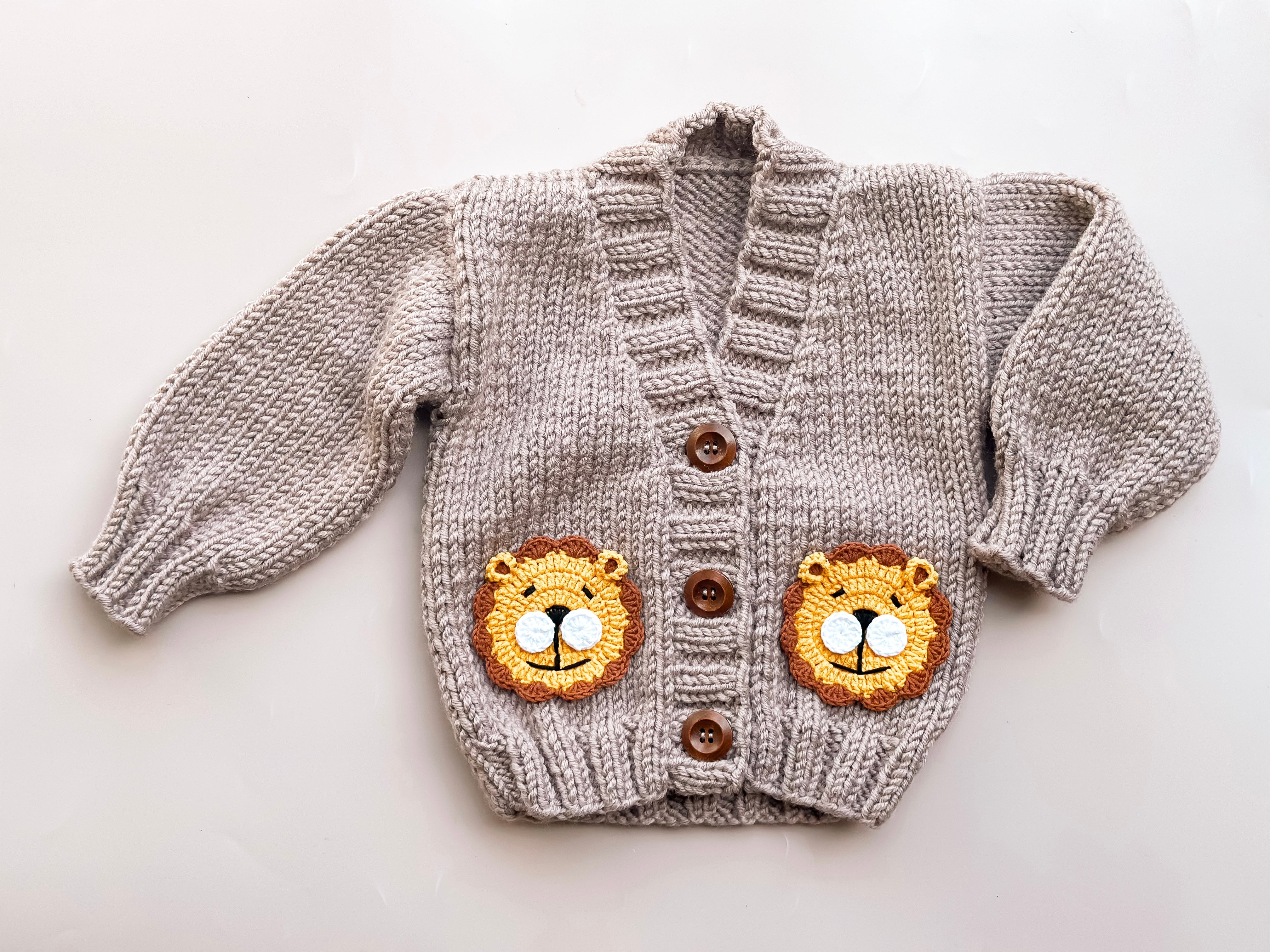 Levi Lion Cardigan - Handmade Knit