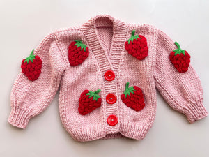Strawberry Sweets Cardigan - Handmade Knit