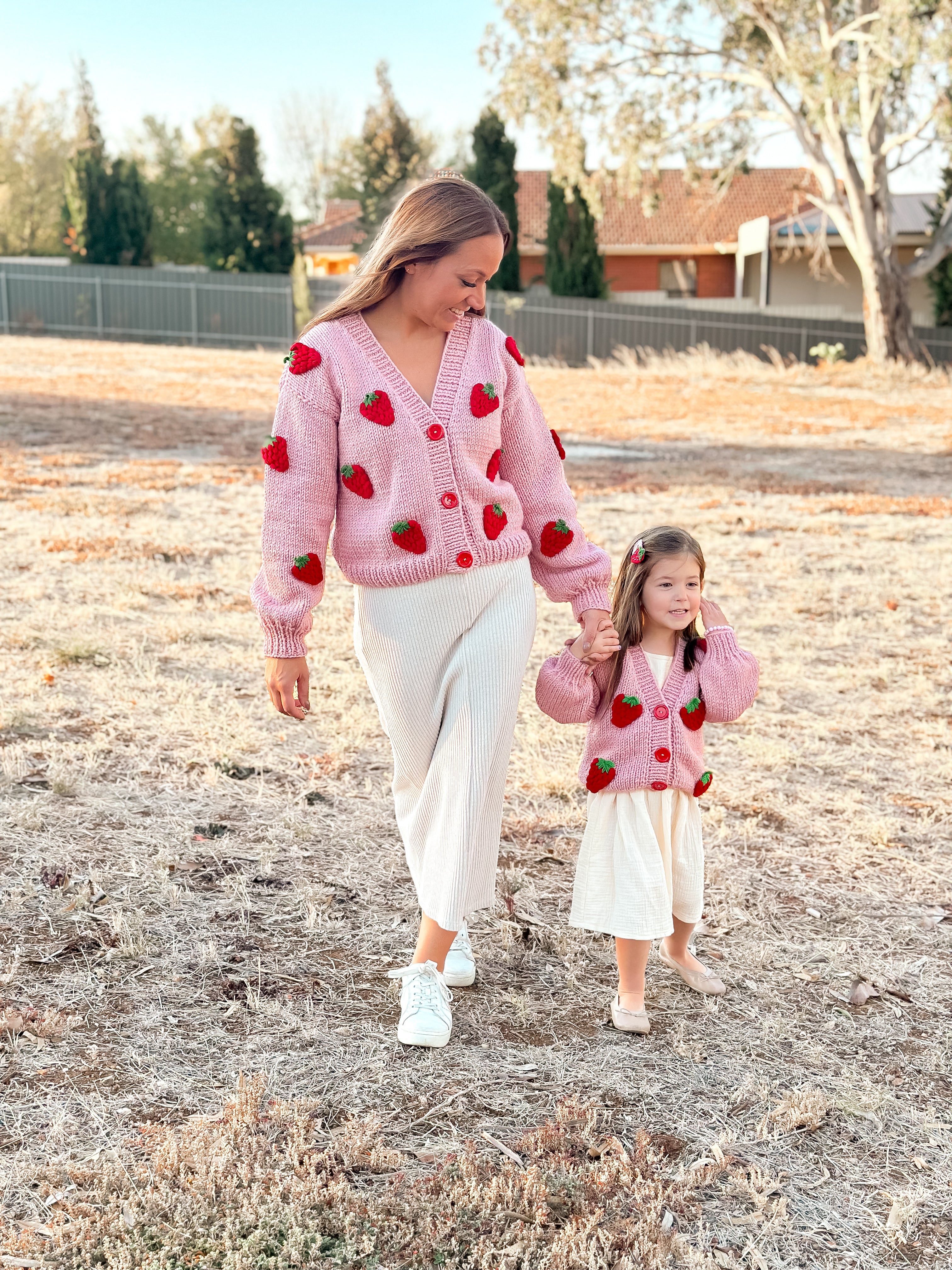 Adult Strawberry Cardigan - Handmade Knit