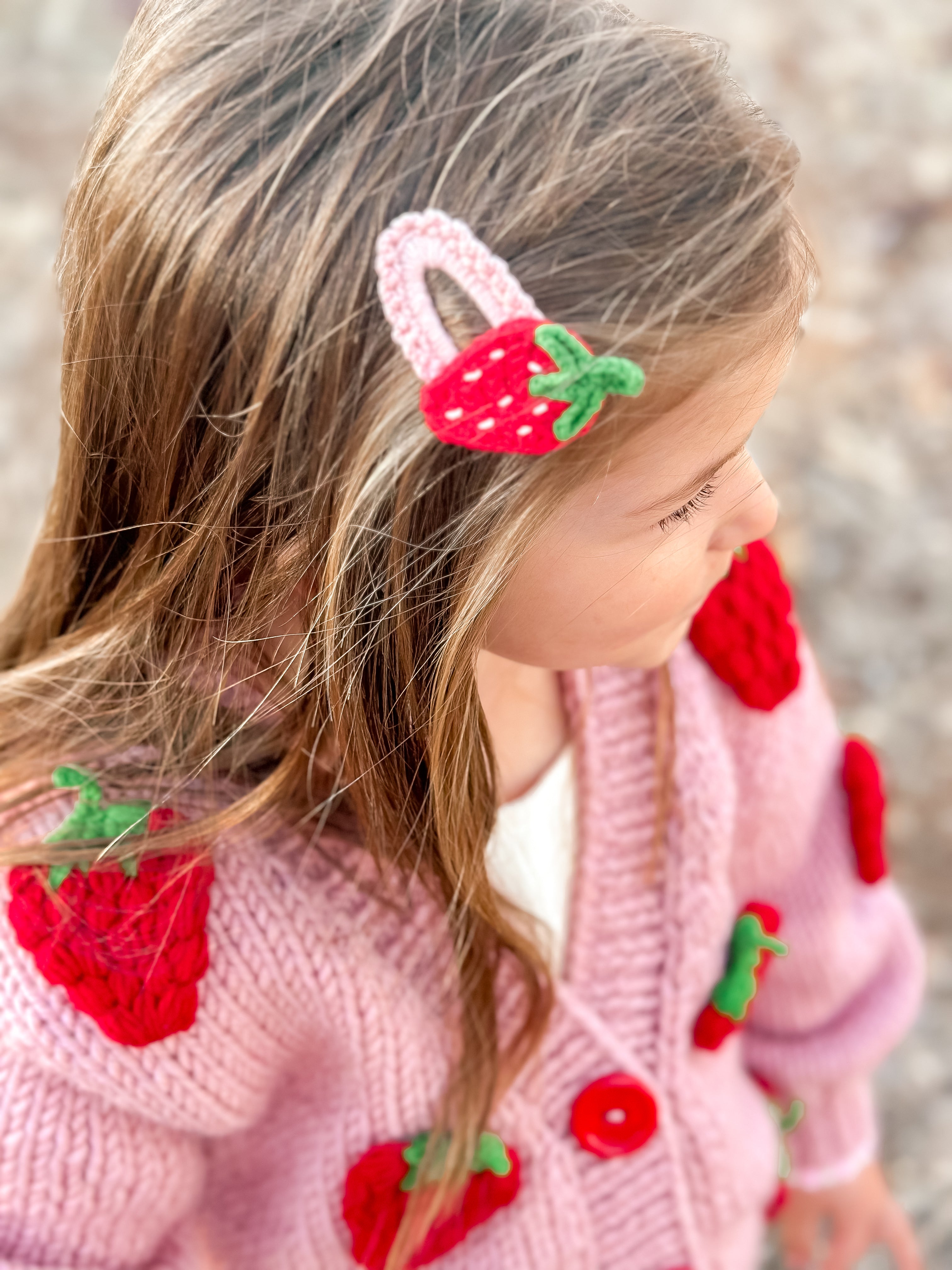 Strawberry Crochet Clip - Handmade