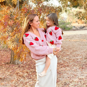 Adult Strawberry Cardigan - Handmade Knit