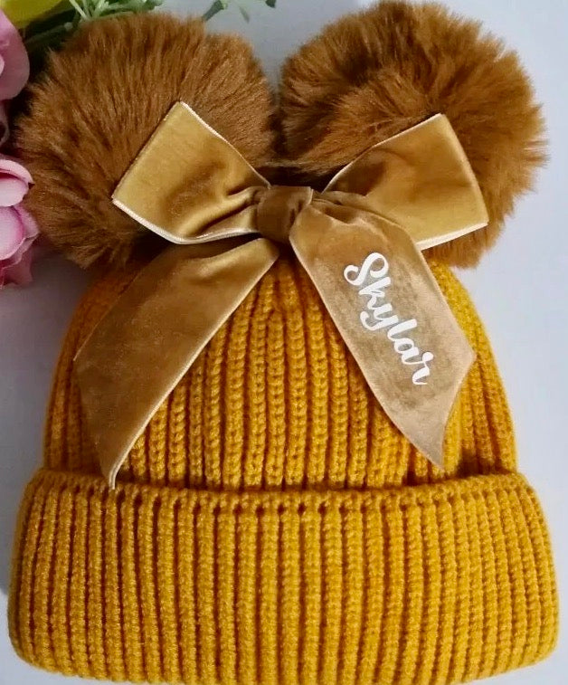 Fluffy Bow Beanie