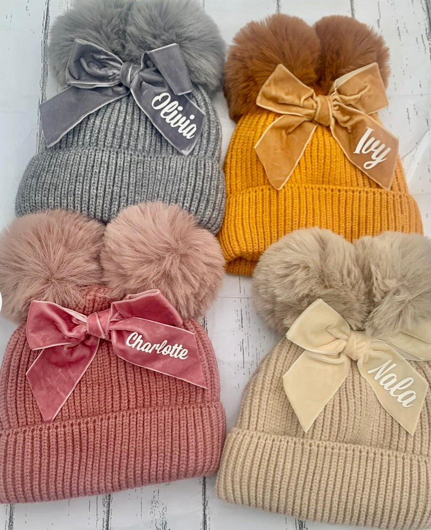 Fluffy Bow Beanie