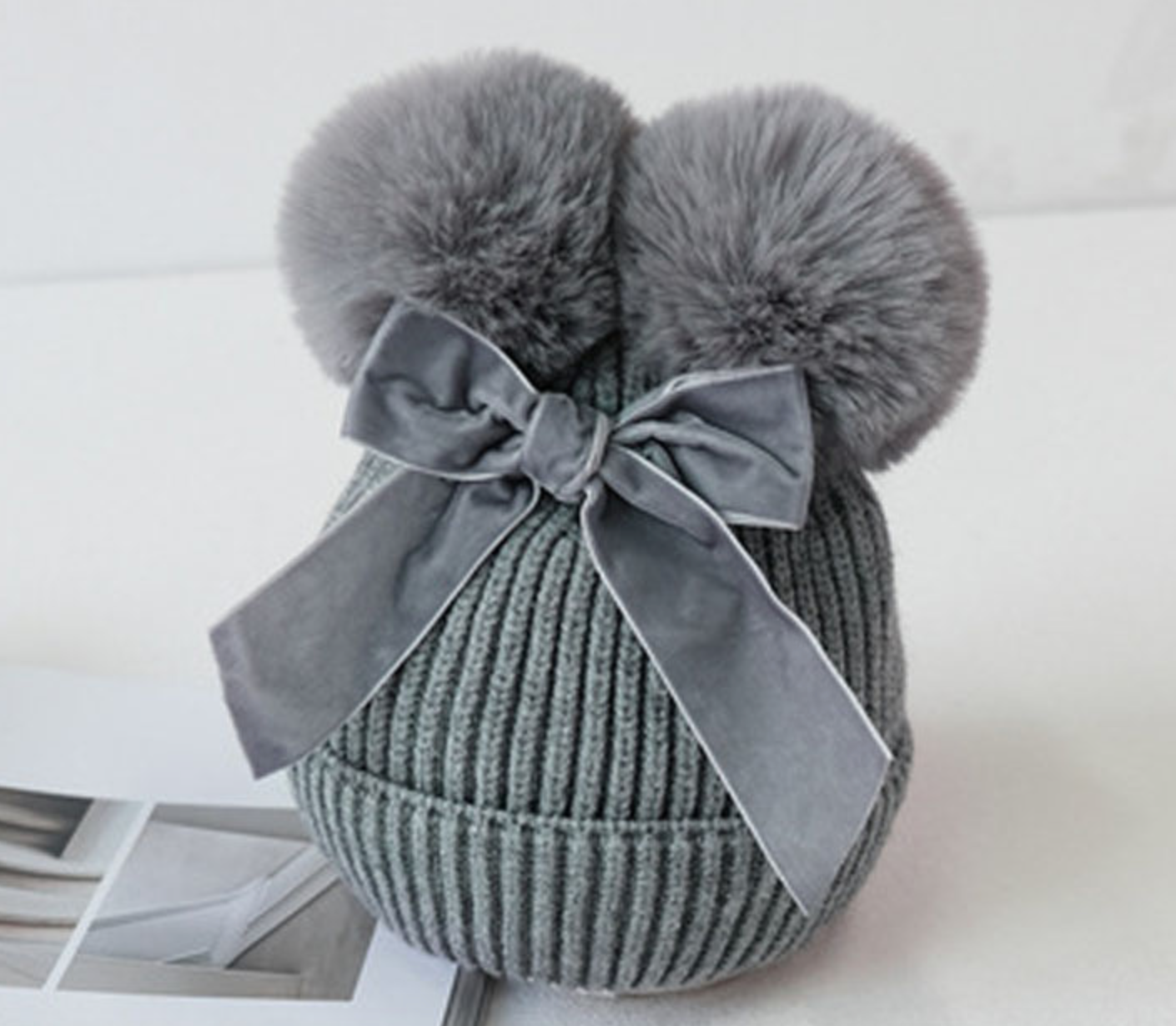 Fluffy Bow Beanie