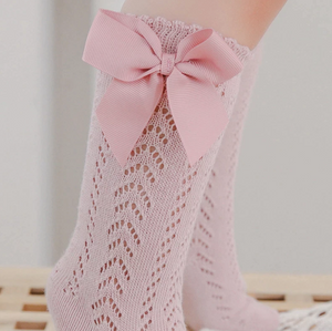 Dusty Pink Pointelle Knee High Socks