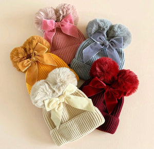 Fluffy Bow Beanie